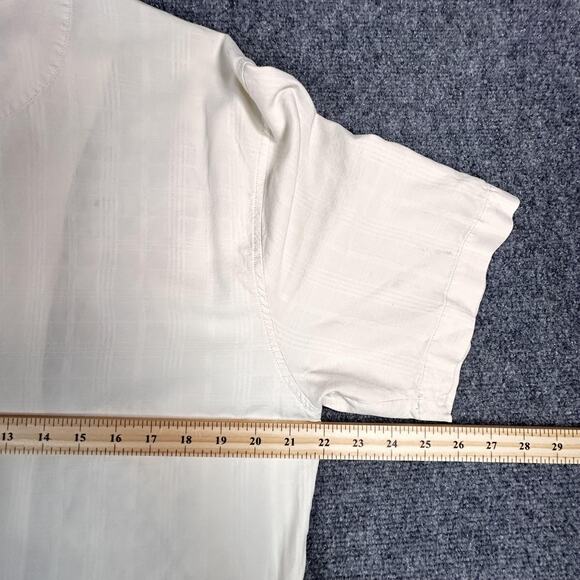 Tommy Bahama Shirt Mens Large White Silk Scrolling Vines Embroidered Button Up - Picture 11 of 11